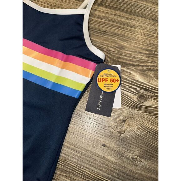 Melrose And Market Rainbow Stripe One-Piece Swimsuit. Girls Size 12. NWT. N - Picture 2 of 8